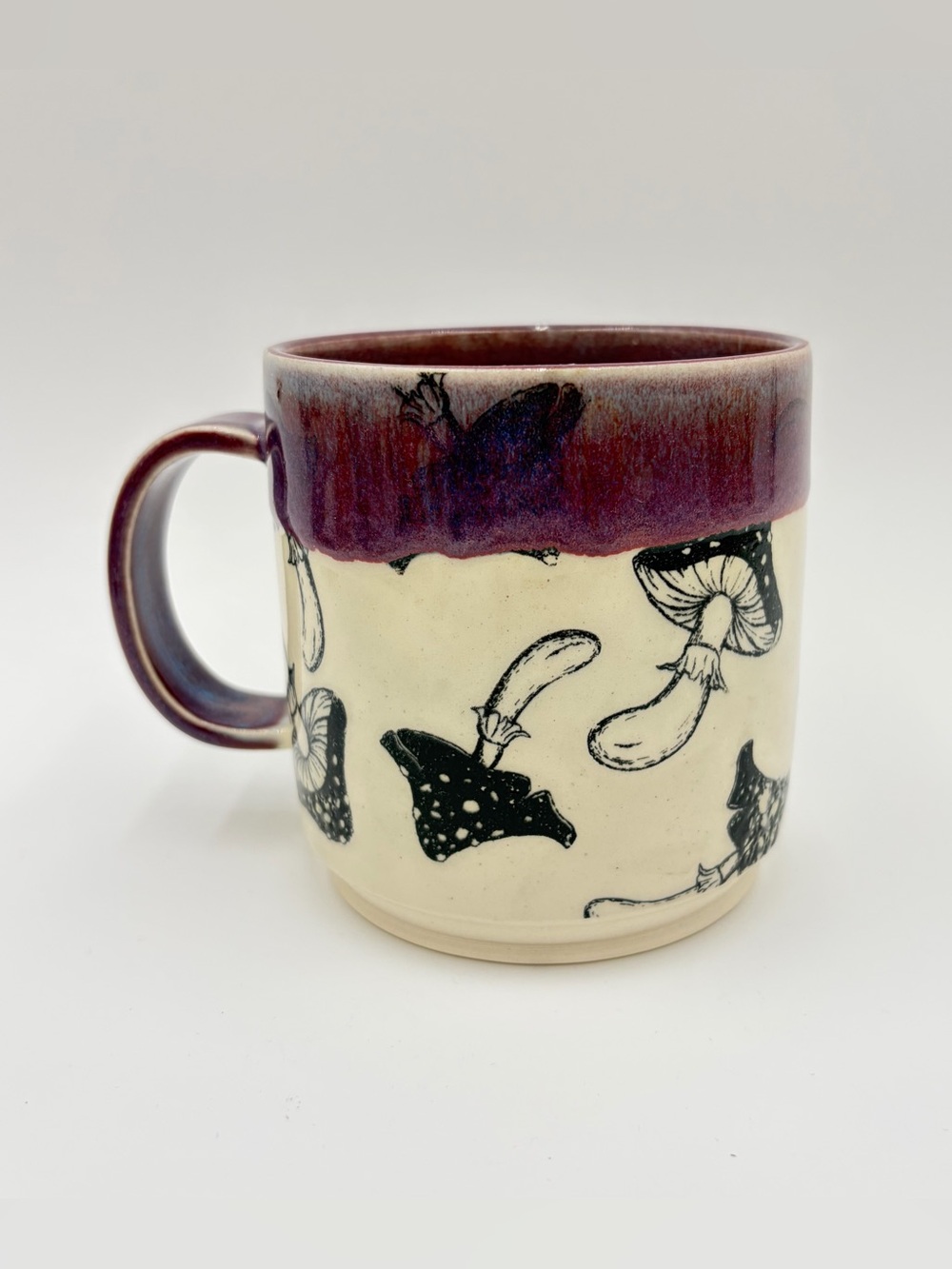 Mermud Studio Pottery Mushroom Purple Ceramic Coffee Mug - Picture 3 of 10
